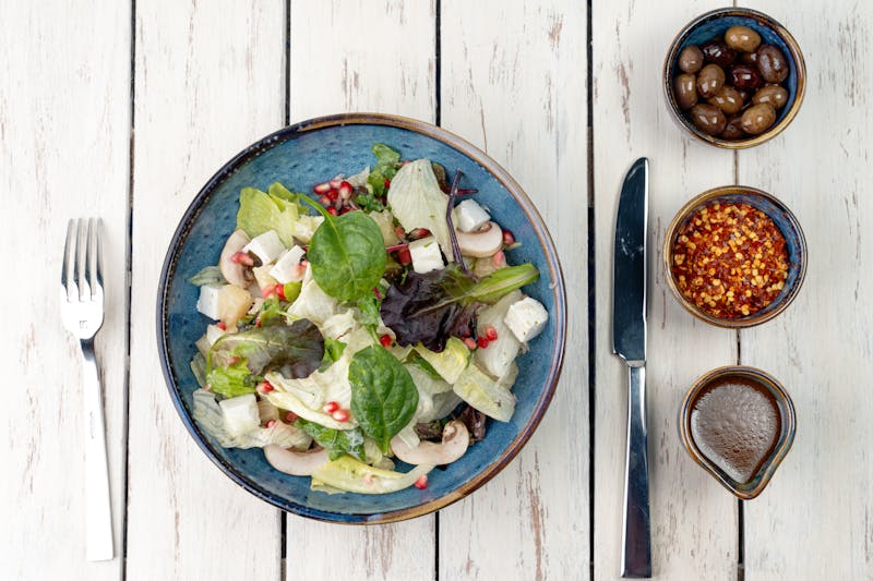 Mediterranean salad with olives, feta and cucumber